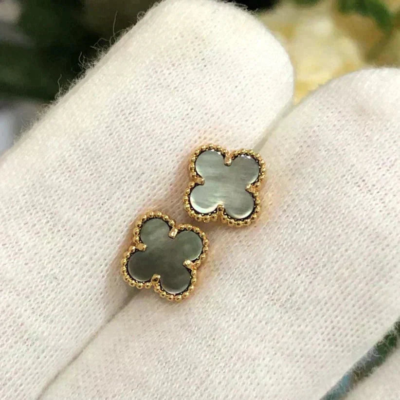 [CiCi]CLOVER MINI 9.5MM GRAY MOP EARRINGS