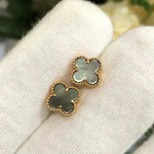 [CiCi]CLOVER MINI 9.5MM GRAY MOP EARRINGS