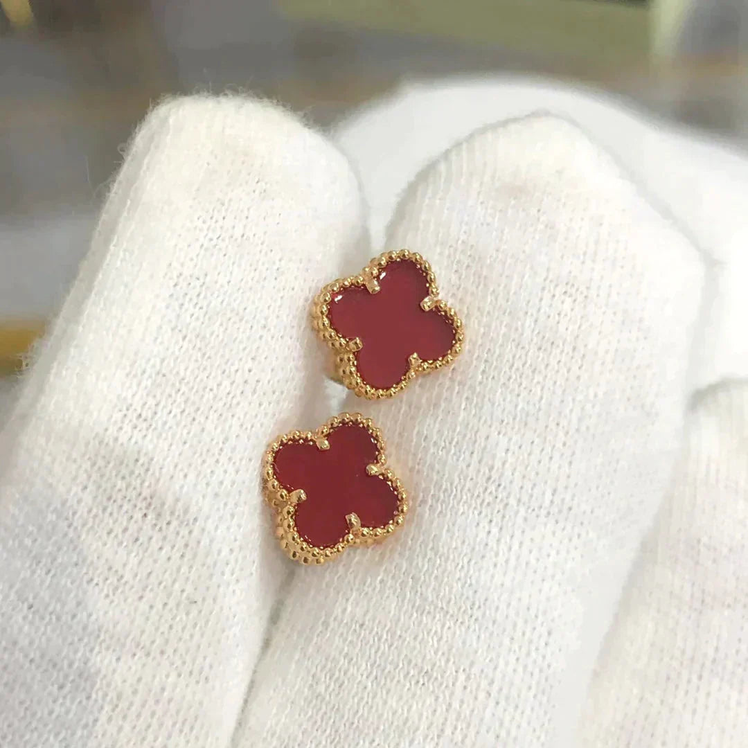 [CiCi]CLOVER MINI 9.5MM CARNELIAN EARRINGS