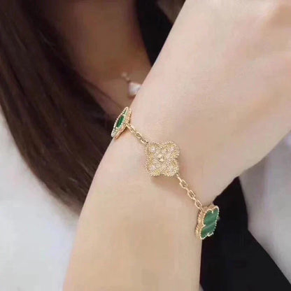 [CiCi] CLOVER 5 MOTIF MALACHITE BRACELET COLLECTION