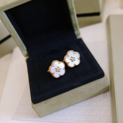 [CiCi]LUCKY PINK GOLD WHITE MOP EARRINGS