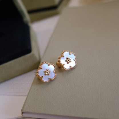 [CiCi]LUCKY PINK GOLD WHITE MOP EARRINGS