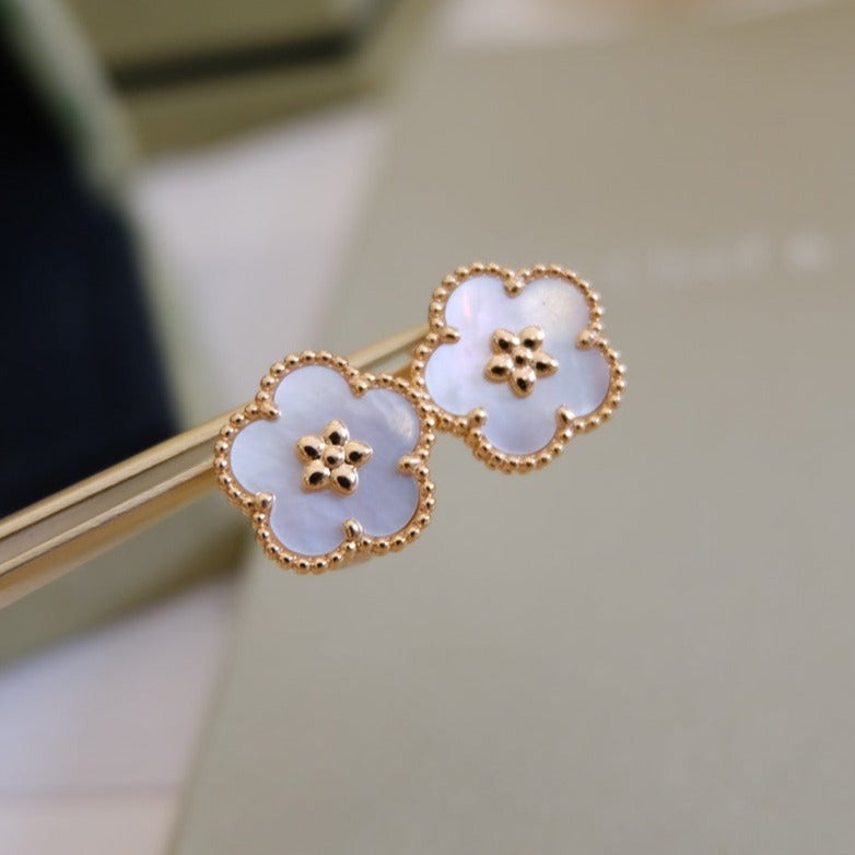 [CiCi]LUCKY PINK GOLD WHITE MOP EARRINGS