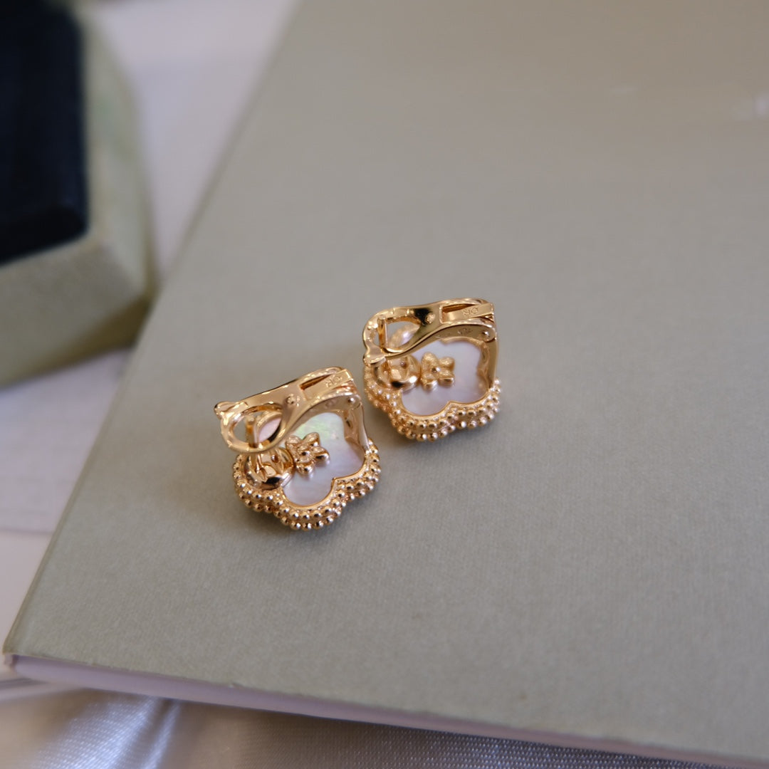 [CiCi]LUCKY PINK GOLD WHITE MOP EARRINGS