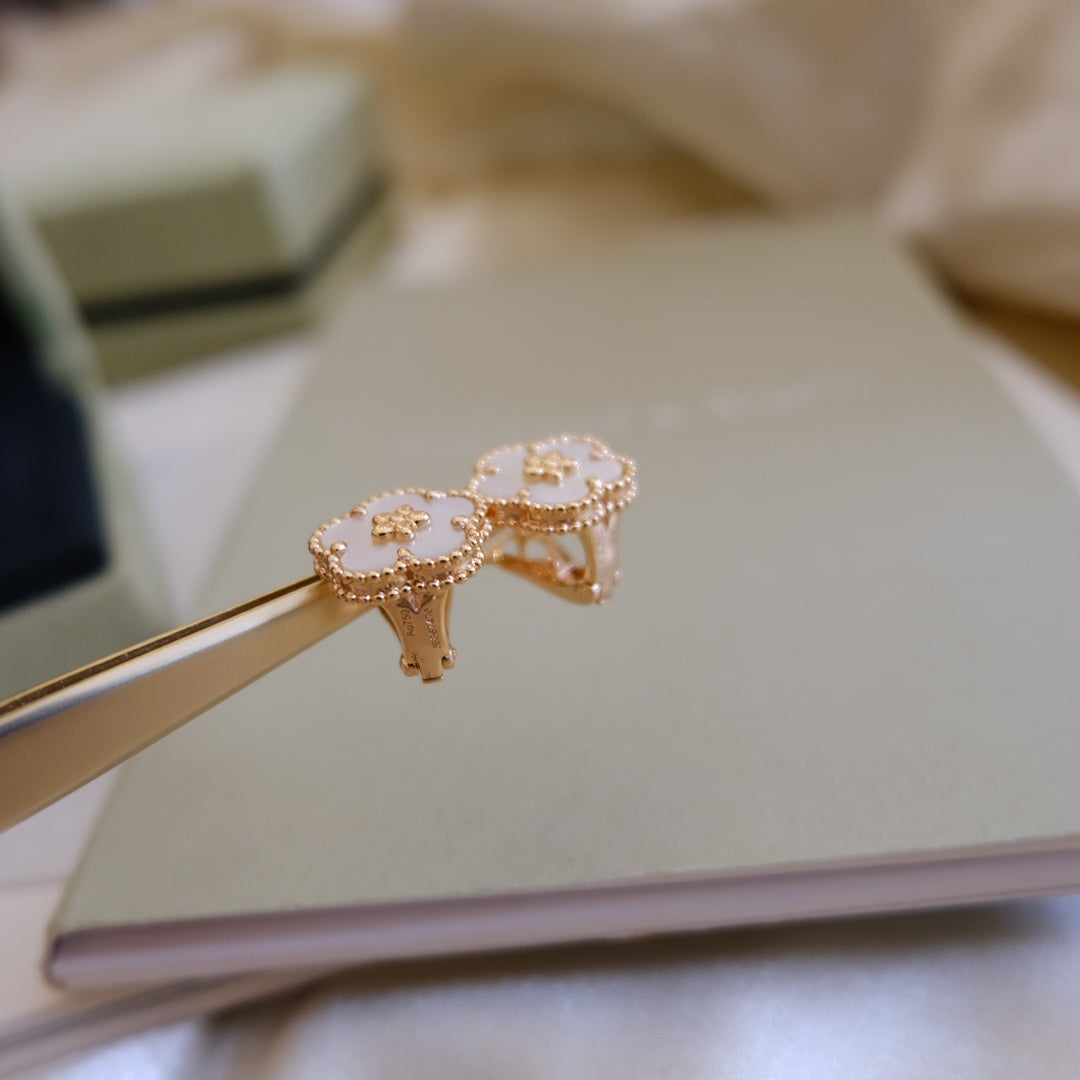 [CiCi]LUCKY PINK GOLD WHITE MOP EARRINGS