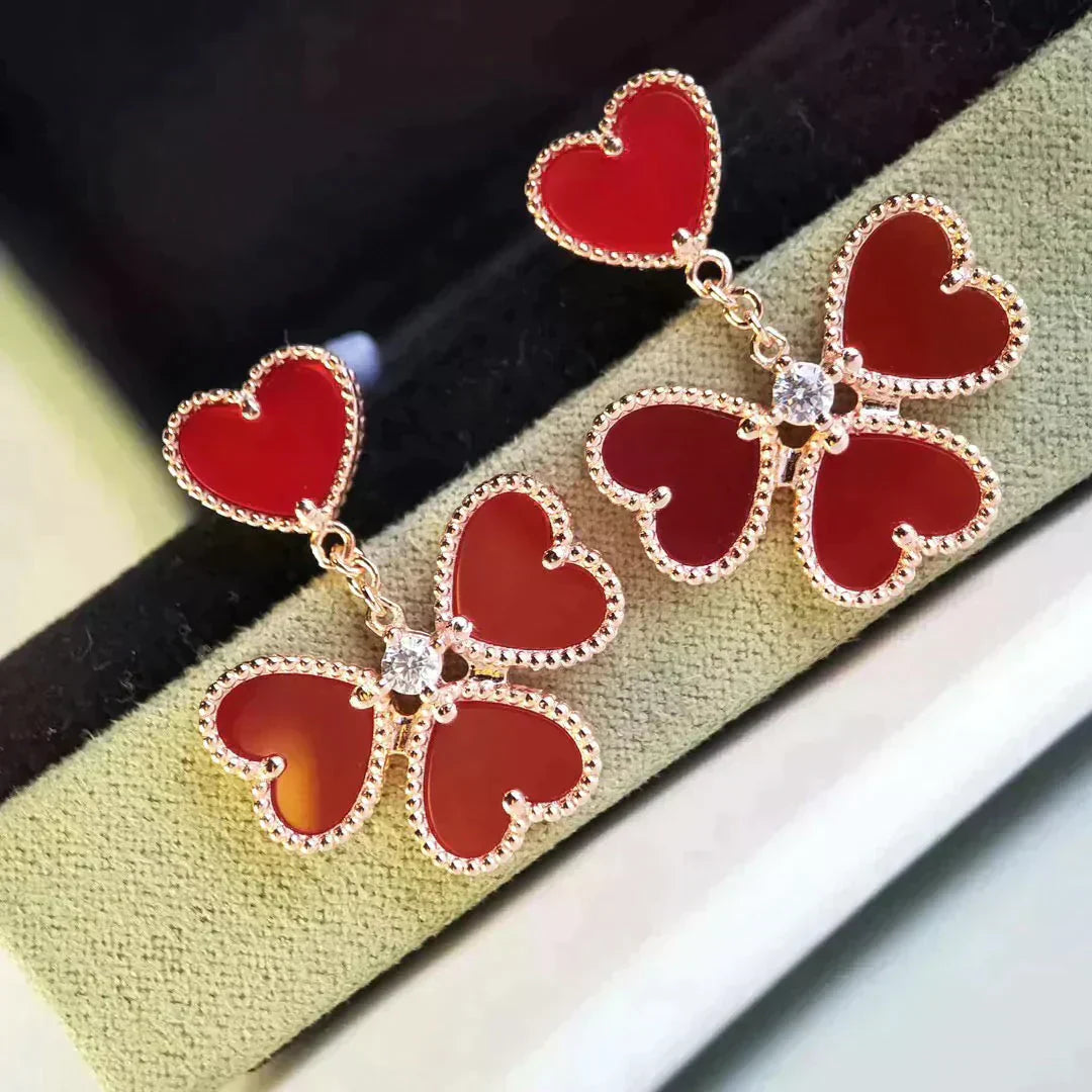 [CiCi]SWEET CLOVER CARNELIAN EARRINGS