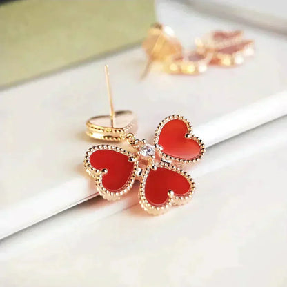 [CiCi]SWEET CLOVER CARNELIAN EARRINGS