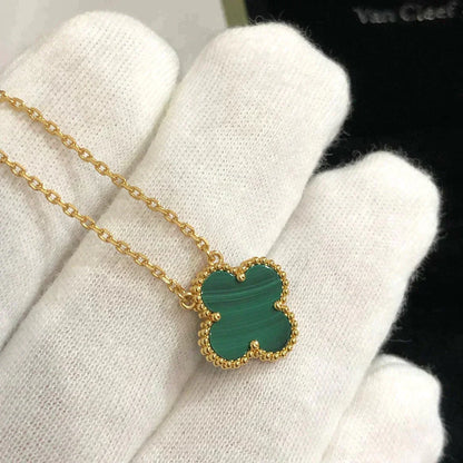 [CiCi]CLOVER 15MM MALACHIT EINZELBLUMEN HALSKETTE