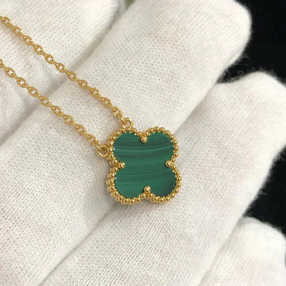 [CiCi]CLOVER 15MM MALACHIT EINZELBLUMEN HALSKETTE