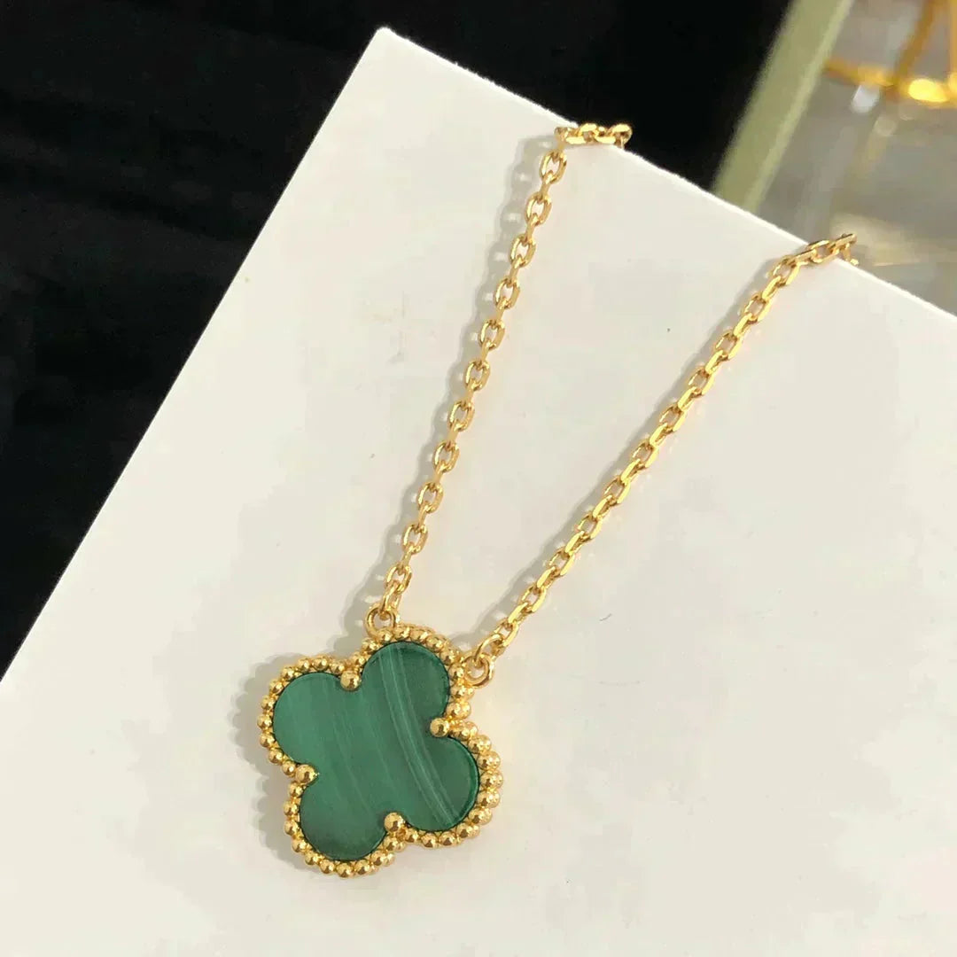 [CiCi]CLOVER 15MM MALACHIT EINZELBLUMEN HALSKETTE