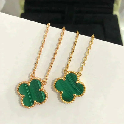 [CiCi]CLOVER 15MM MALACHIT EINZELBLUMEN HALSKETTE