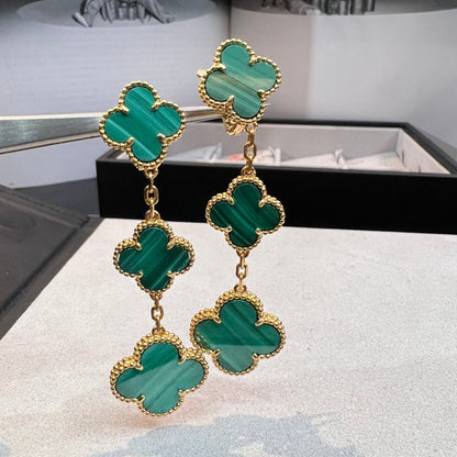 [CiCi]CLOVER MALACHITE 3 MOTIFS GOLD