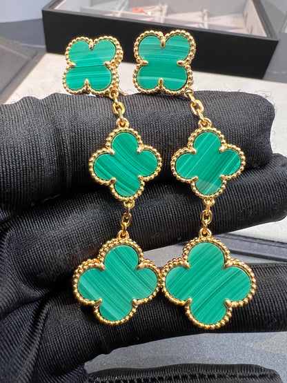 [CiCi]CLOVER MALACHITE 3 MOTIFS GOLD