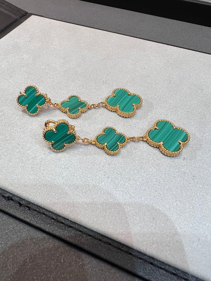 [CiCi]CLOVER MALACHITE 3 MOTIFS GOLD