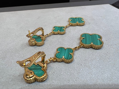 [CiCi]CLOVER MALACHITE 3 MOTIFS GOLD