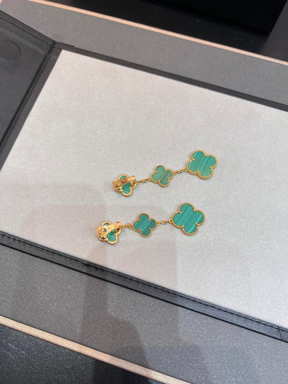 [CiCi]CLOVER MALACHITE 3 MOTIFS GOLD