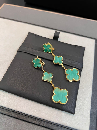 [CiCi]CLOVER MALACHITE 3 MOTIFS GOLD
