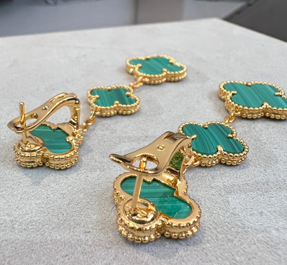 [CiCi]CLOVER MALACHITE 3 MOTIFS GOLD
