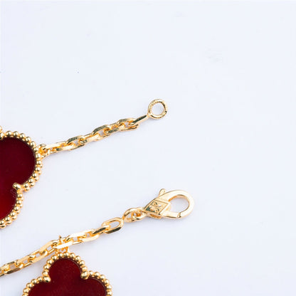 [CiCi]CLOVER BRACELET 5 MOTIFS CARNELIAN TIGER EYE