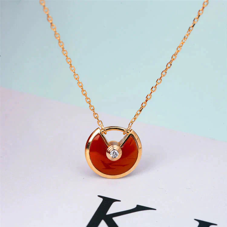 [CiCi]AMULETTE GOLD CARNELIAN ONYX NECKLACE