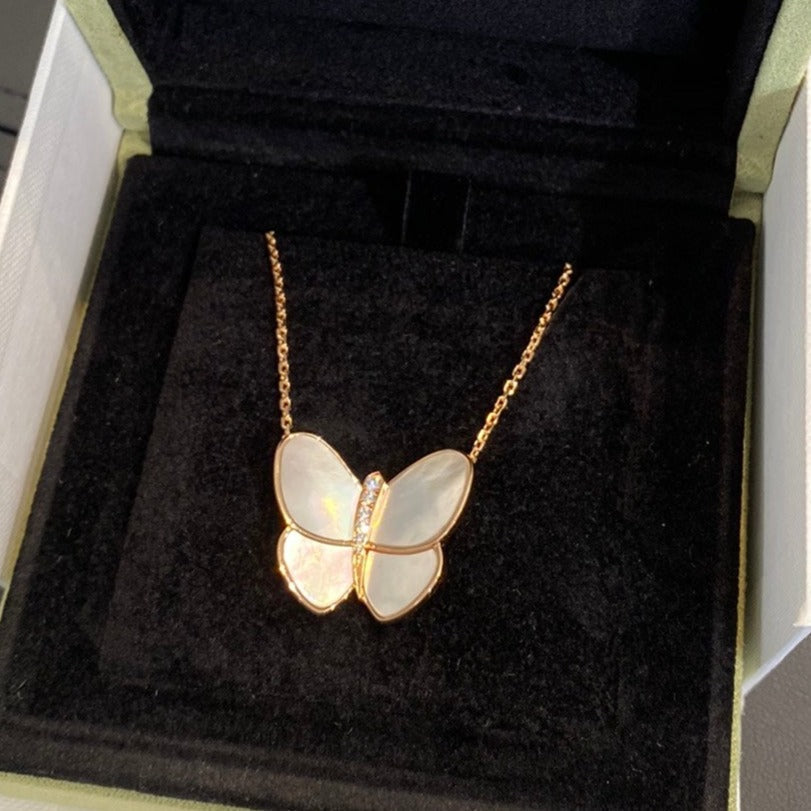 [CiCi]BUTTERFLY GOLD MOP DIAMOND NECKLACE