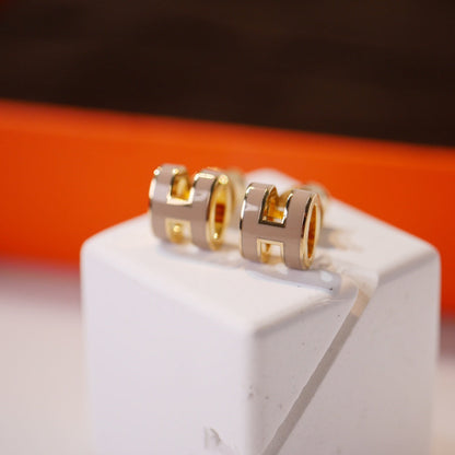 [CiCi]MINI POP H GOLD EARRINGS GREY