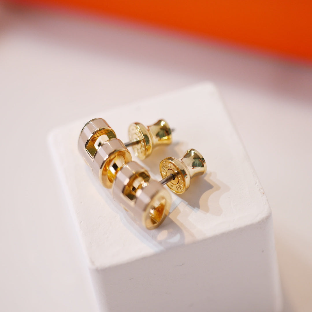 [CiCi]MINI POP H GOLD EARRINGS GREY