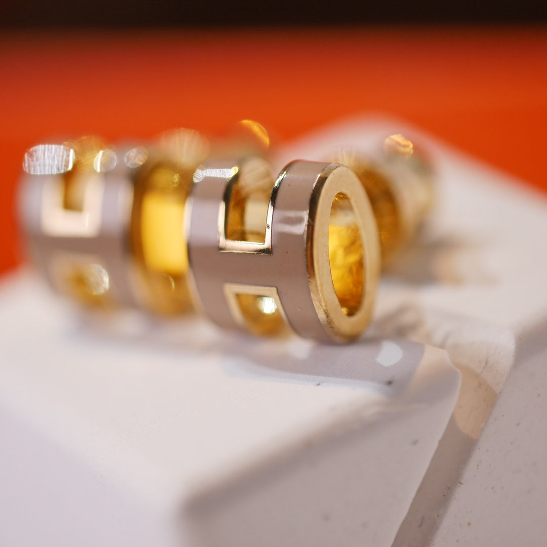 [CiCi]MINI POP H GOLD EARRINGS GREY