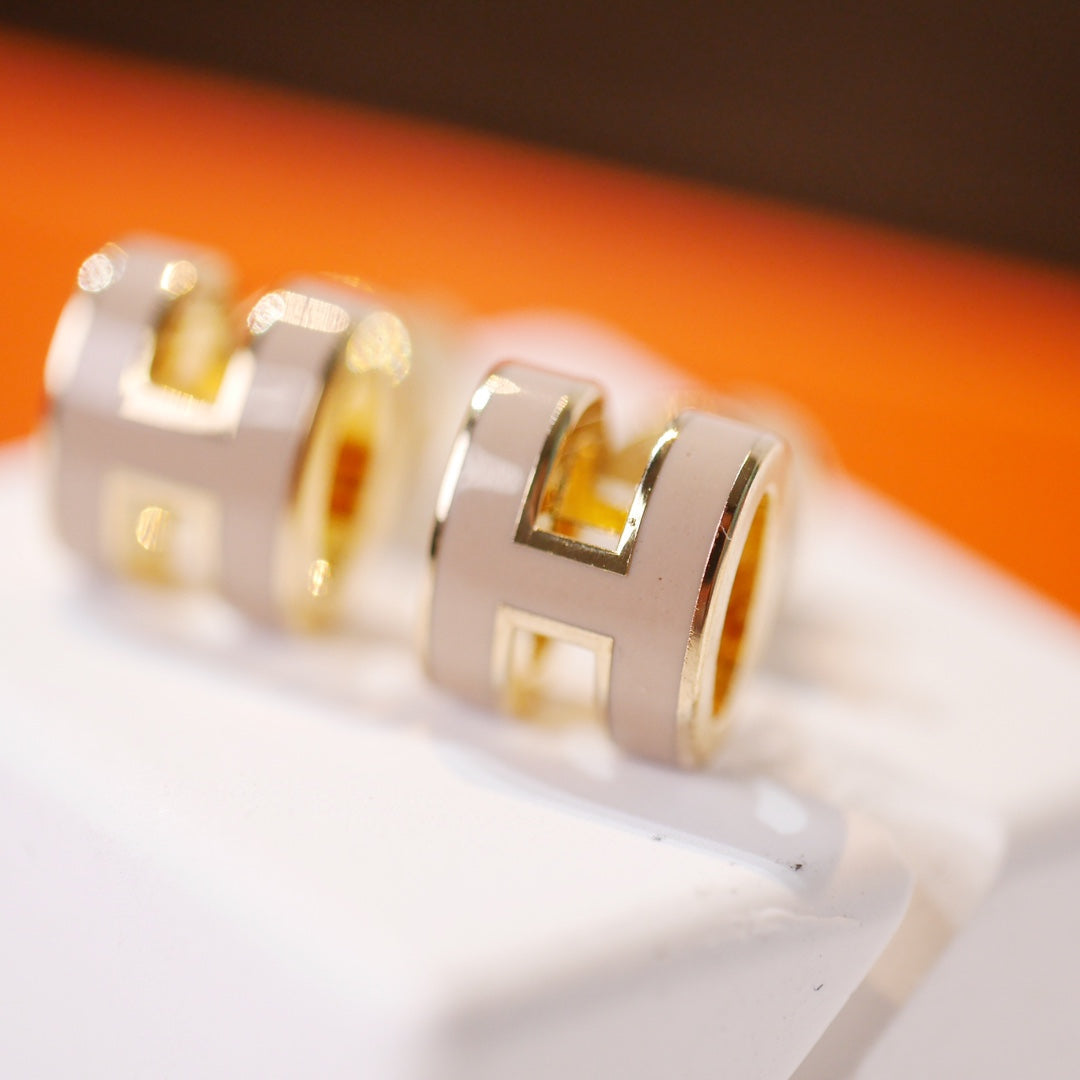 [CiCi]MINI POP H GOLD EARRINGS GREY