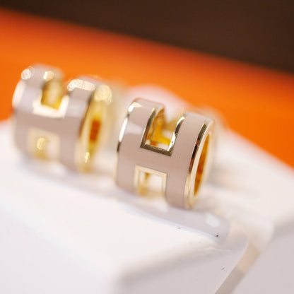 [CiCi]MINI POP H GOLD EARRINGS GREY