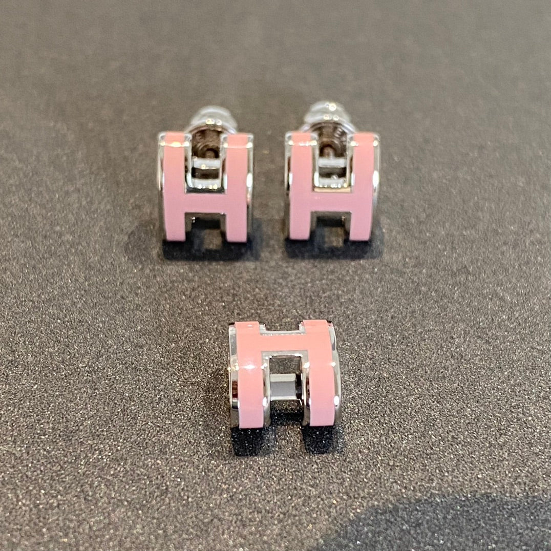 [CiCi]MINI POP H SILVER EARRINGS PINK