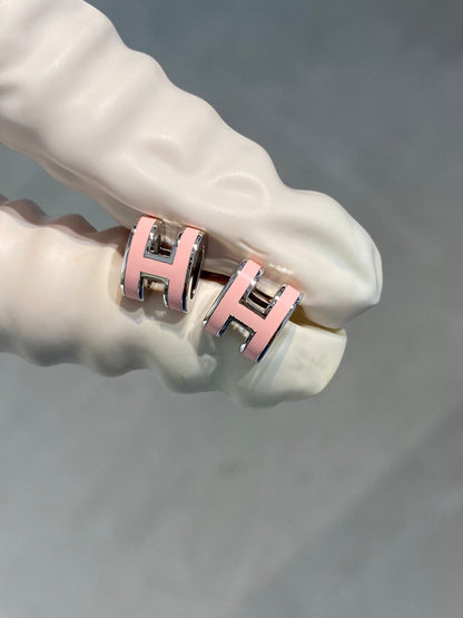 [CiCi]MINI POP H SILVER EARRINGS PINK