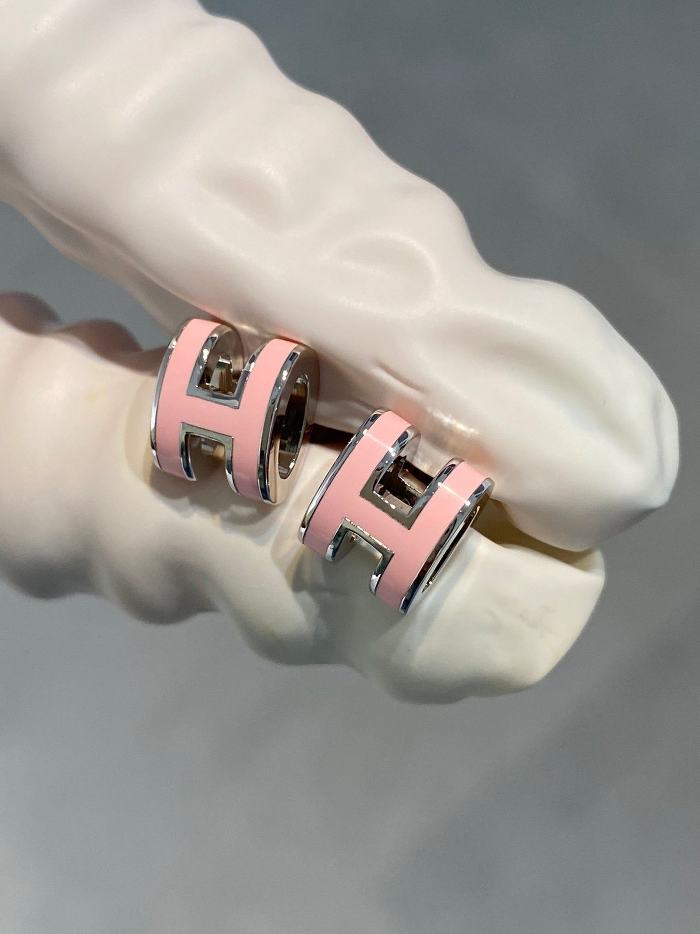 [CiCi]MINI POP H SILVER EARRINGS PINK
