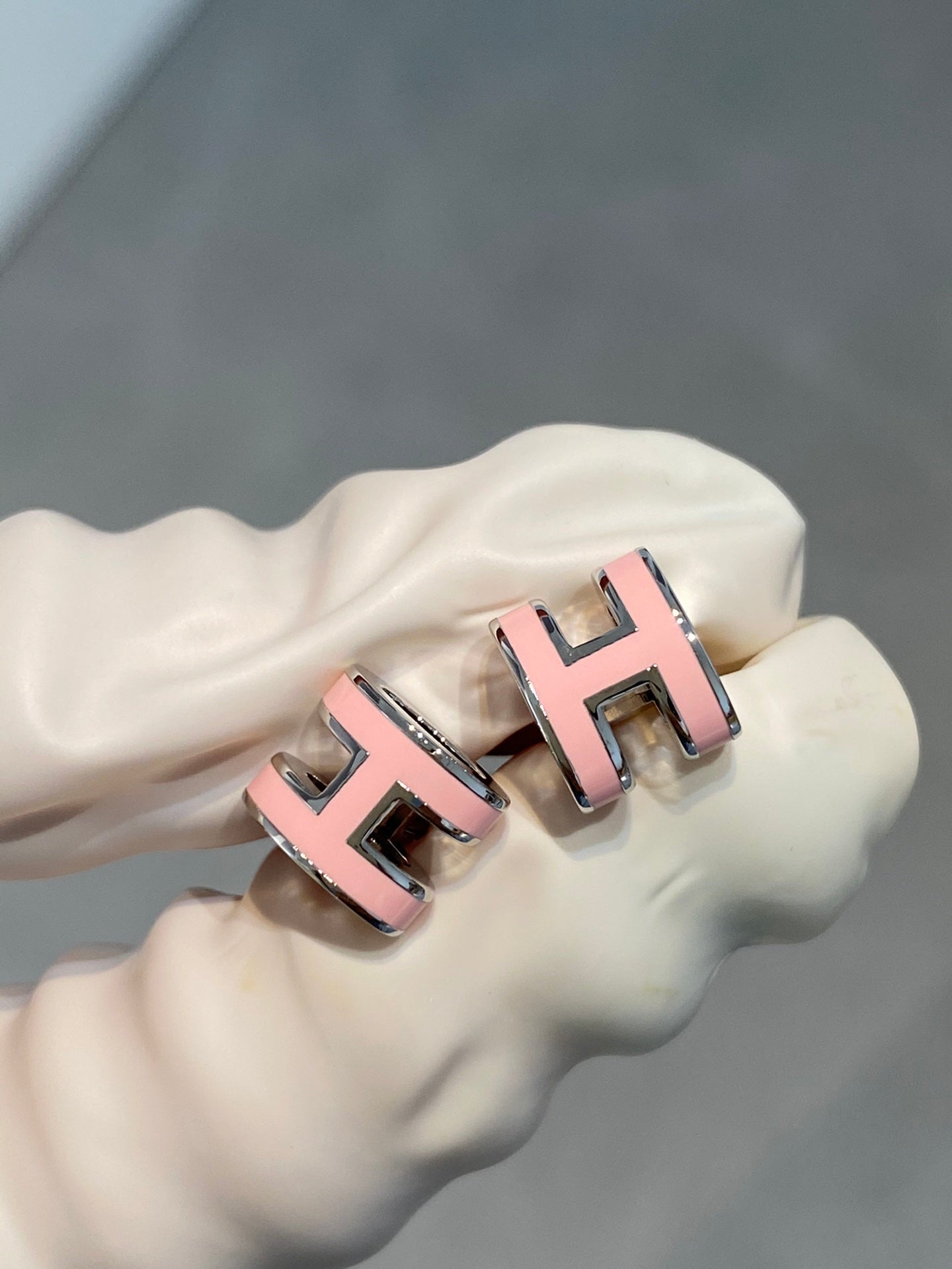 [CiCi]MINI POP H SILVER EARRINGS PINK