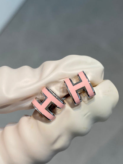 [CiCi]MINI POP H SILVER EARRINGS PINK