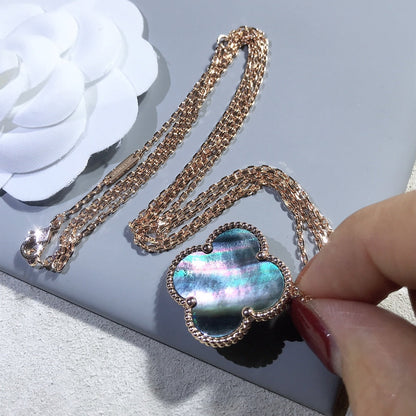 [CiCi]CLOVER 25MM GOLD DARK MOP BIG CLOVER NECKLACE