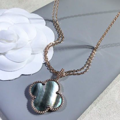 [CiCi]CLOVER 25MM GOLD DARK MOP BIG CLOVER NECKLACE