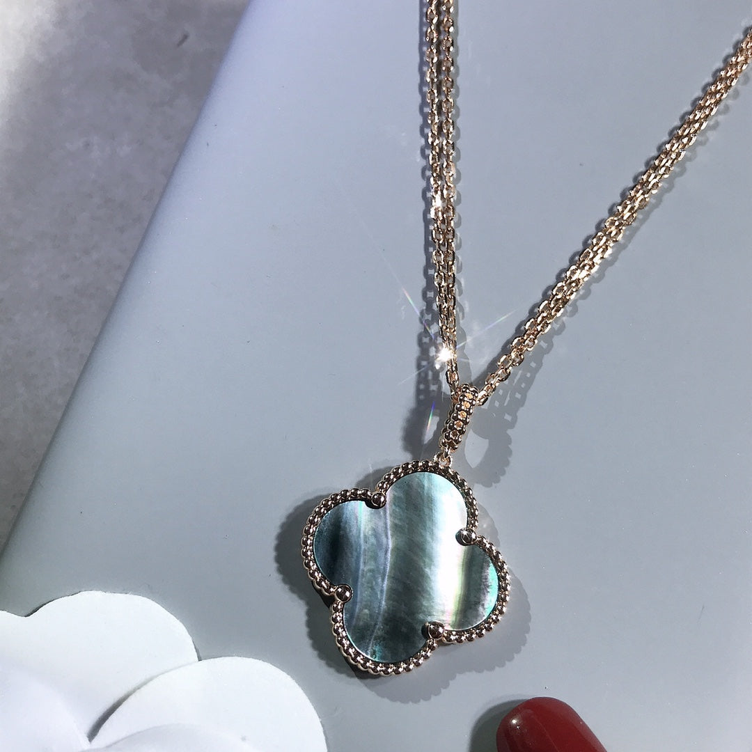 [CiCi]CLOVER 25MM GOLD DARK MOP BIG CLOVER NECKLACE
