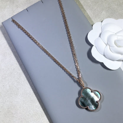 [CiCi]CLOVER 25MM GOLD DARK MOP BIG CLOVER NECKLACE