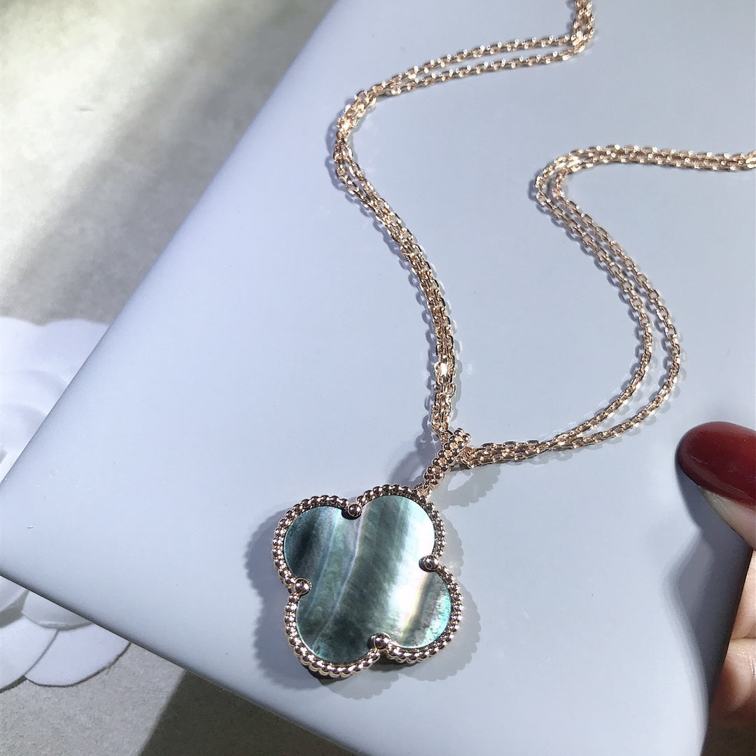 [CiCi]CLOVER 25MM GOLD DARK MOP BIG CLOVER NECKLACE