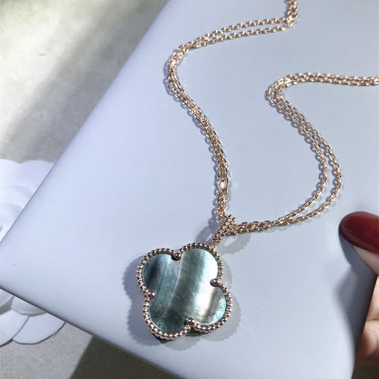 [CiCi]CLOVER 25MM GOLD DARK MOP BIG CLOVER NECKLACE