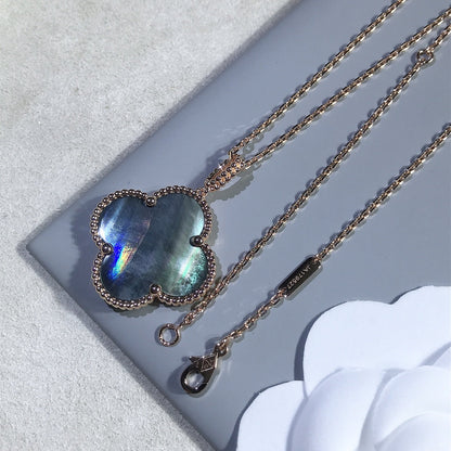 [CiCi]CLOVER 25MM GOLD DARK MOP BIG CLOVER NECKLACE
