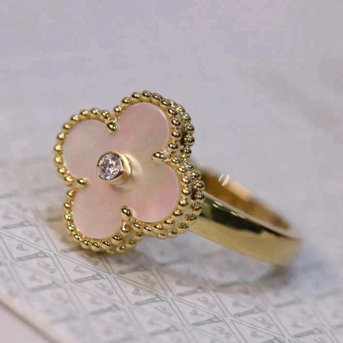 [CiCi]CLOVER PINK MOP RING GOLD DIAMOND