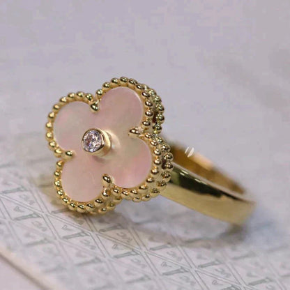 [CiCi]CLOVER PINK MOP RING GOLD DIAMOND