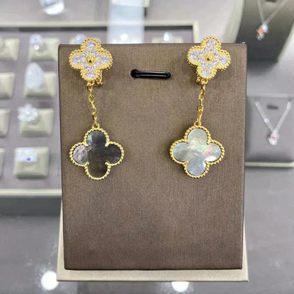 [CiCi]CLOVER  2 MOTIFS  DIAMOND  EARRINGS (MULTIPLE CHOICESç´