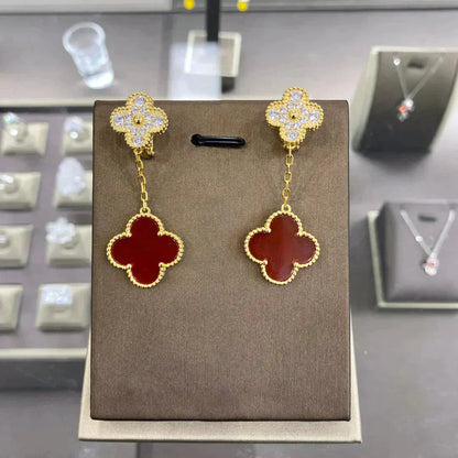 [CiCi]CLOVER  2 MOTIFS  DIAMOND  EARRINGS (MULTIPLE CHOICESç´
