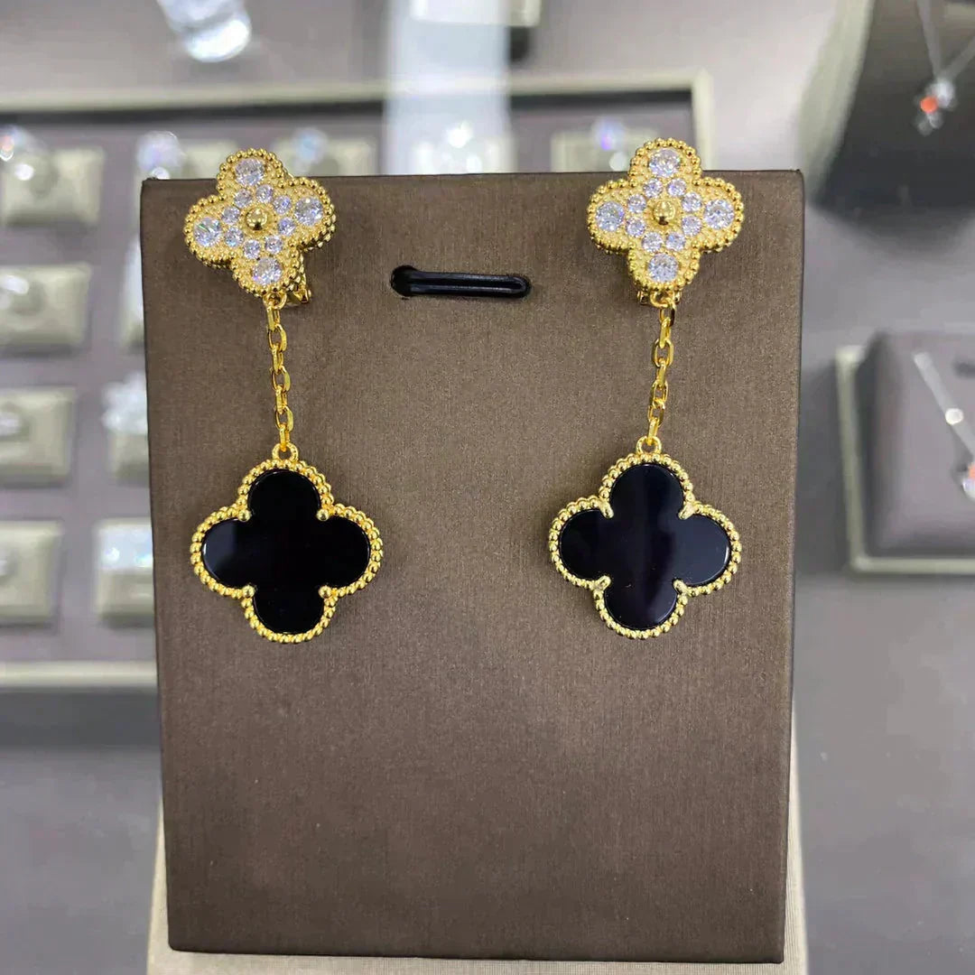 [CiCi]CLOVER  2 MOTIFS  DIAMOND  EARRINGS (MULTIPLE CHOICESç´