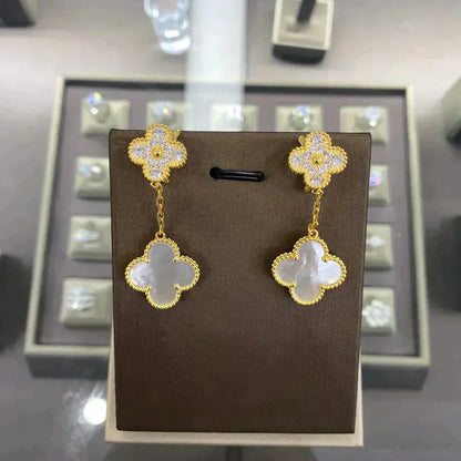 [CiCi]CLOVER  2 MOTIFS  DIAMOND  EARRINGS (MULTIPLE CHOICESç´