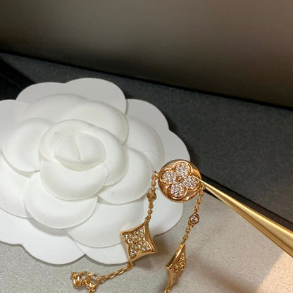 [CiCi]STAR AND SUN 4 MOTIFS GOLD DIAMONDS BRACELET