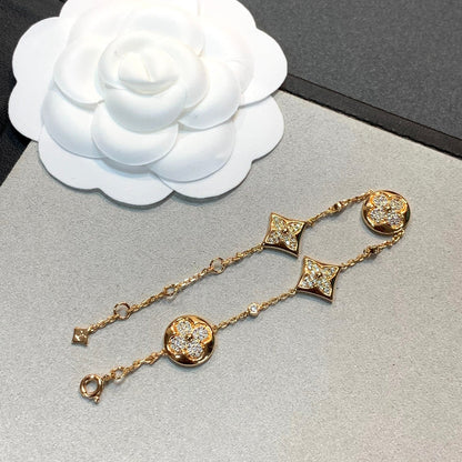 [CiCi]STAR AND SUN 4 MOTIFS GOLD DIAMONDS BRACELET